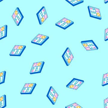 Visualization dashboard isometric icon seamless pattern 库存插图
