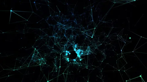 Visualization of the data flow. A futuristic connection. Moving dots and lines. Stock Footage 318590374
