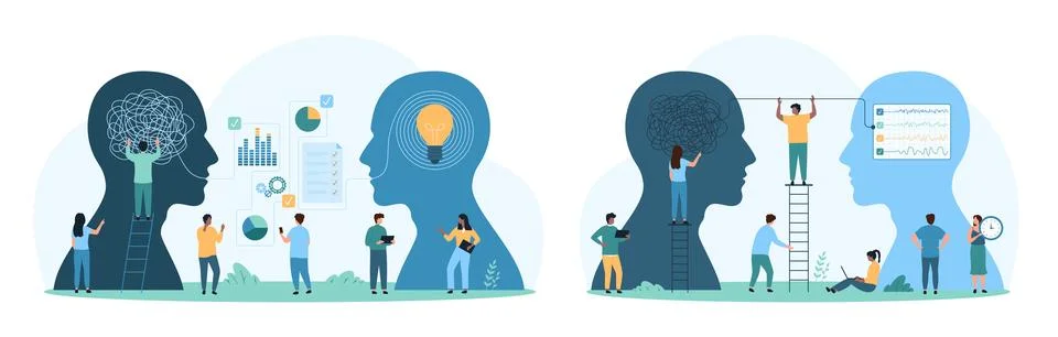 Visualization of data information analysis and classification, psychotherapy Illustrazione stock