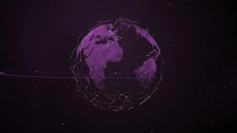 Visualization of data warehouse with bytes of files and data around the globe. Illustrazione stock