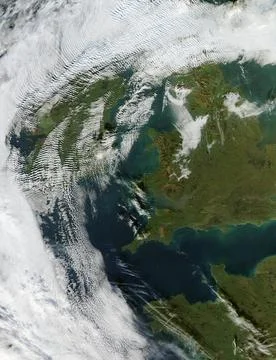 Visualization Date 2003-12-18 Wave Clouds over Ireland Ireland.A2003351.13... Stock Photos