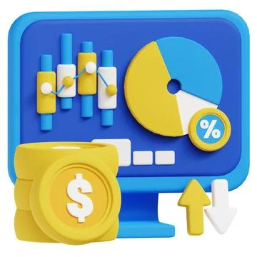 Visualization Diagrams 3d icon illustration. Stock Photos
