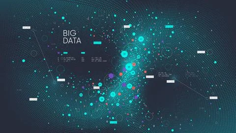 Visualization of digital clouds, particular wave dynamic mesh big data techno Stock Illustration