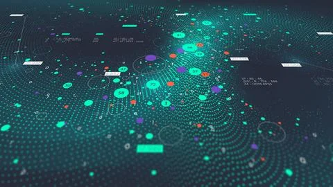 Visualization of digital clouds, particular wave dynamic mesh big data tech.. Stock Illustration