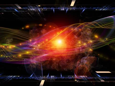 Visualization of Digital Sine Wave Stock Illustration