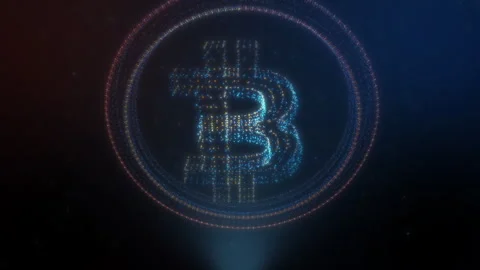 Visualization of the financial bitcoin mining process in the dim background Stock Footage 304716425