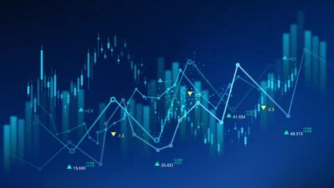 Visualization of financial data displaying fluctuating stock prices and tra.. 스톡 일러스트