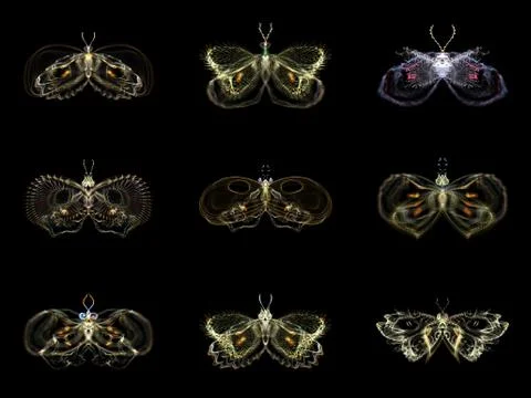 Visualization of Fractal Butterflies Stock Illustration