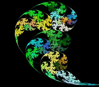 Visualization of fractal vortex of colored lines. Stock Illustration