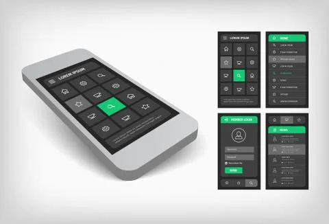 Visualization of green and gray ui design Stock-Illustration