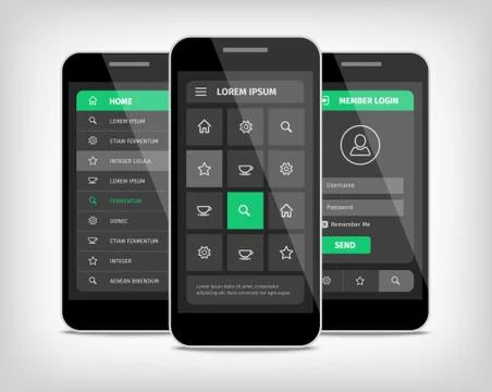 Visualization of green ui design Illustrazione stock