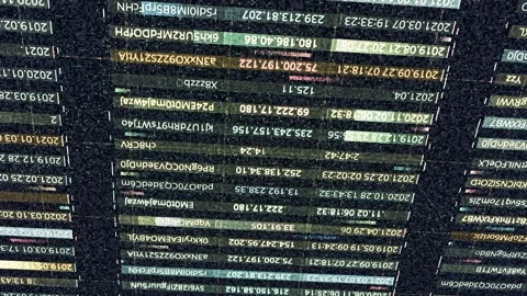 Visualization of harmful artificial intelligence trying to hack a system Stock Footage 156443615