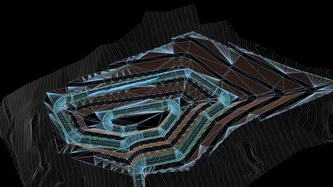 Visualization of the i BIM model of the quarry for mining Stock Footage 120702471