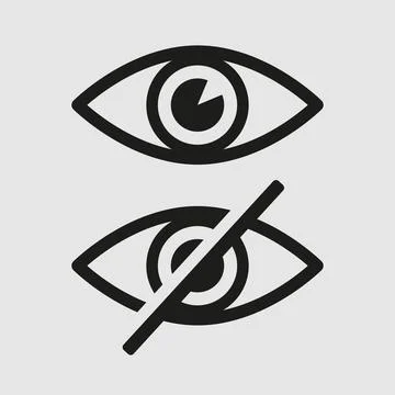 Visualization icons. eye black minimalist vector. private mode and public mode Illustrazione stock
