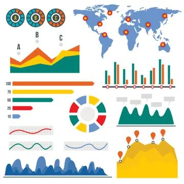 Visualization infographic, flat style 스톡 일러스트