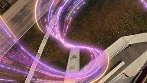 Visualization of Information Flows and Lines Flying from Mobile Phone into Stock Footage 277980106
