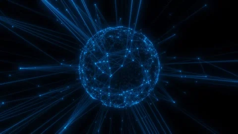 Visualization of information flows permeating the earth sphere. Seamless Loop. Stock Footage 247818096