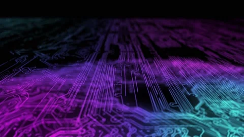 Visualization of information processing processes on a printed circuit board Stock Footage 173060718