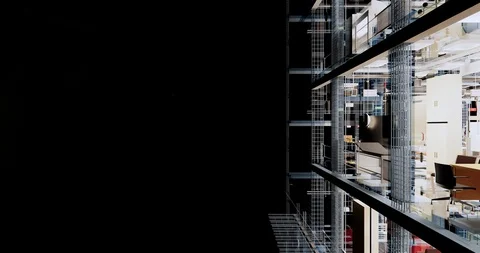 Visualization of the interior room space of building with transporent walls	 库存影片 129306064