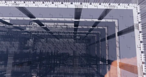 Visualization of the interior room space of building with transporent walls	 库存影片 129324424
