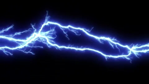 Visualization of a long discharge of blue lightning on a black background. Stock Footage 246315849