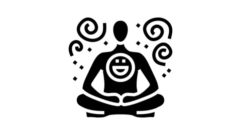 Visualization meditation yoga glyph icon animation Stock Footage 326157191
