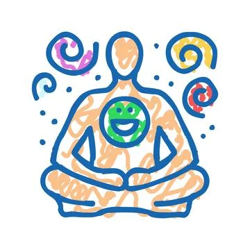 Visualization meditation yoga icon doodle illustration Stock Illustration