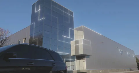 Visualization of a modern factory building. Modern factory building. Exterior of 動画素材 240645937
