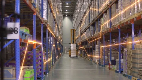 Visualization of a modern warehouse. Futuristic concept of a modern warehouse Vidéo 230228552