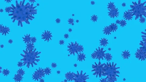 Visualization of the movement of bright large blue bacteria against a light blue Stock Footage 166113389