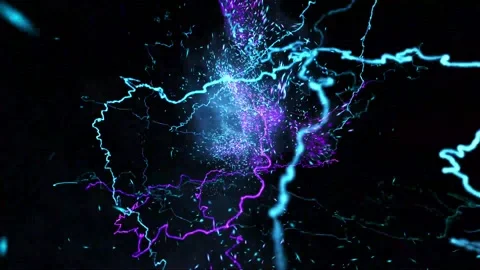 Visualization of the movement of electrical discharges and light particles on a Stock Footage 168340397
