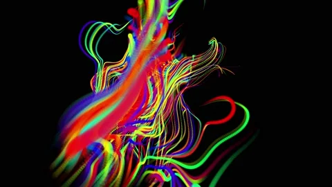 Visualization of neural network operation, multicolor bg. Abstract fast lines of Stock Footage 147557203