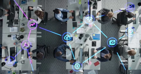 Visualization Office Employees Using AI Tools Stock Footage 295349925