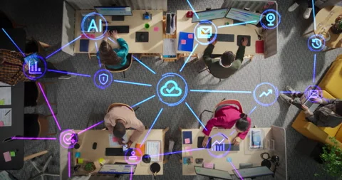 Visualization Office Employees Using AI Tools Stock Footage 295931096