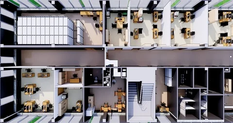 Visualization of office space on the floor in a business center 库存影片 116915429