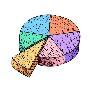 Visualization pie chart sketch hand drawn vector Stock Illustration