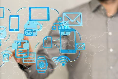 A Visualization Projection of Data Transmission Through High Speed Internet Stock Photos