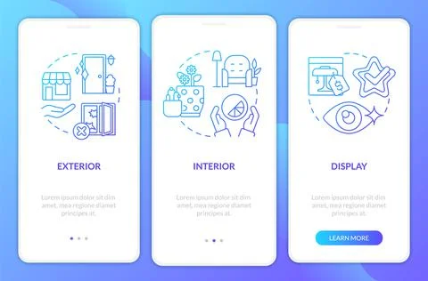 Visualization in retail marketing blue gradient onboarding mobile app screen Stock Illustration