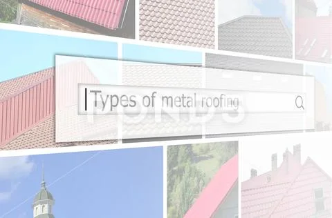 Visualization of the search bar on the background of a collage of many pictur Stock Photos