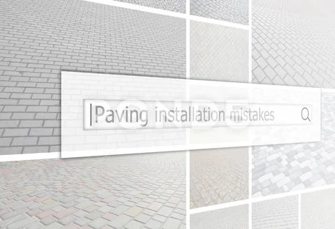 Visualization of the search bar on the background of a collage of many pictur Stock Photos