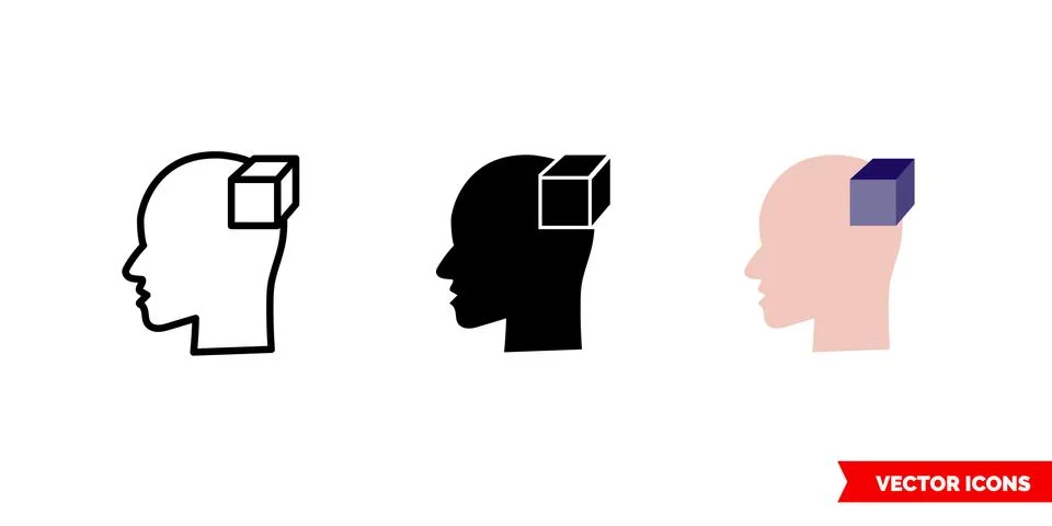 Visualization skill icon of 3 types. Isolated vector sign symbol. Stock Illustration