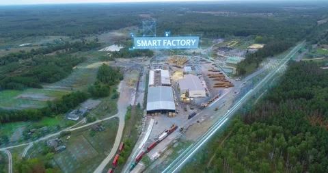 Visualization of a smart factory. Smart factory top view. Smart factory Видео 260233580