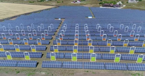 Visualization of solar electricity production. Solar power plant concept Видео 303815847