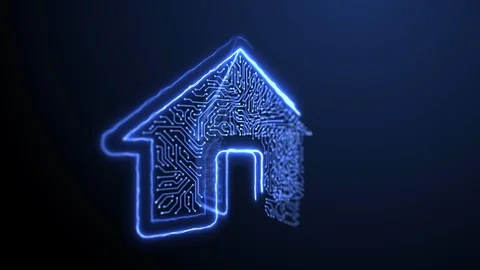 Visualization of a spinning smart house, 4k Stock Footage 124014349