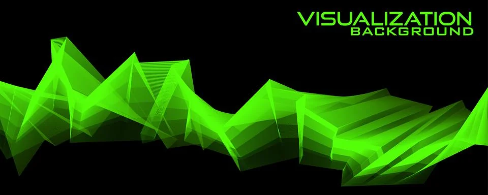 Visualization tech abstraction with green lines on black. Vector graphics Stock Illustration