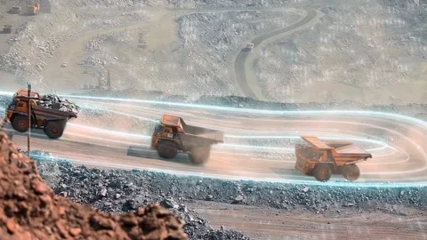 Visualization of the temporary coal mining industry. The modern quarry truck Видео 236633385