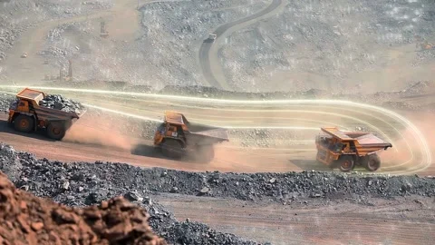 Visualization of the temporary coal mining industry. The modern quarry truck Видео 236633414