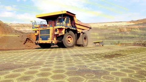 Visualization of the temporary coal mining industry. The modern quarry truck Видео 236633524