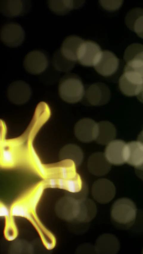 Visualization of a virus in a blurred background with light particles Stock Footage 336173906