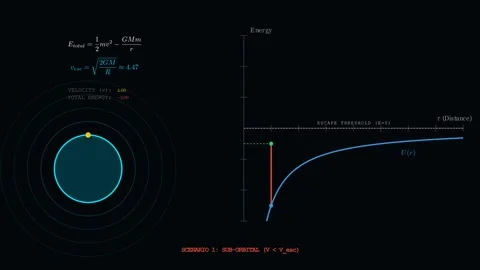 Visualize the physics of Escape Velocity Vídeo Stock 335764577